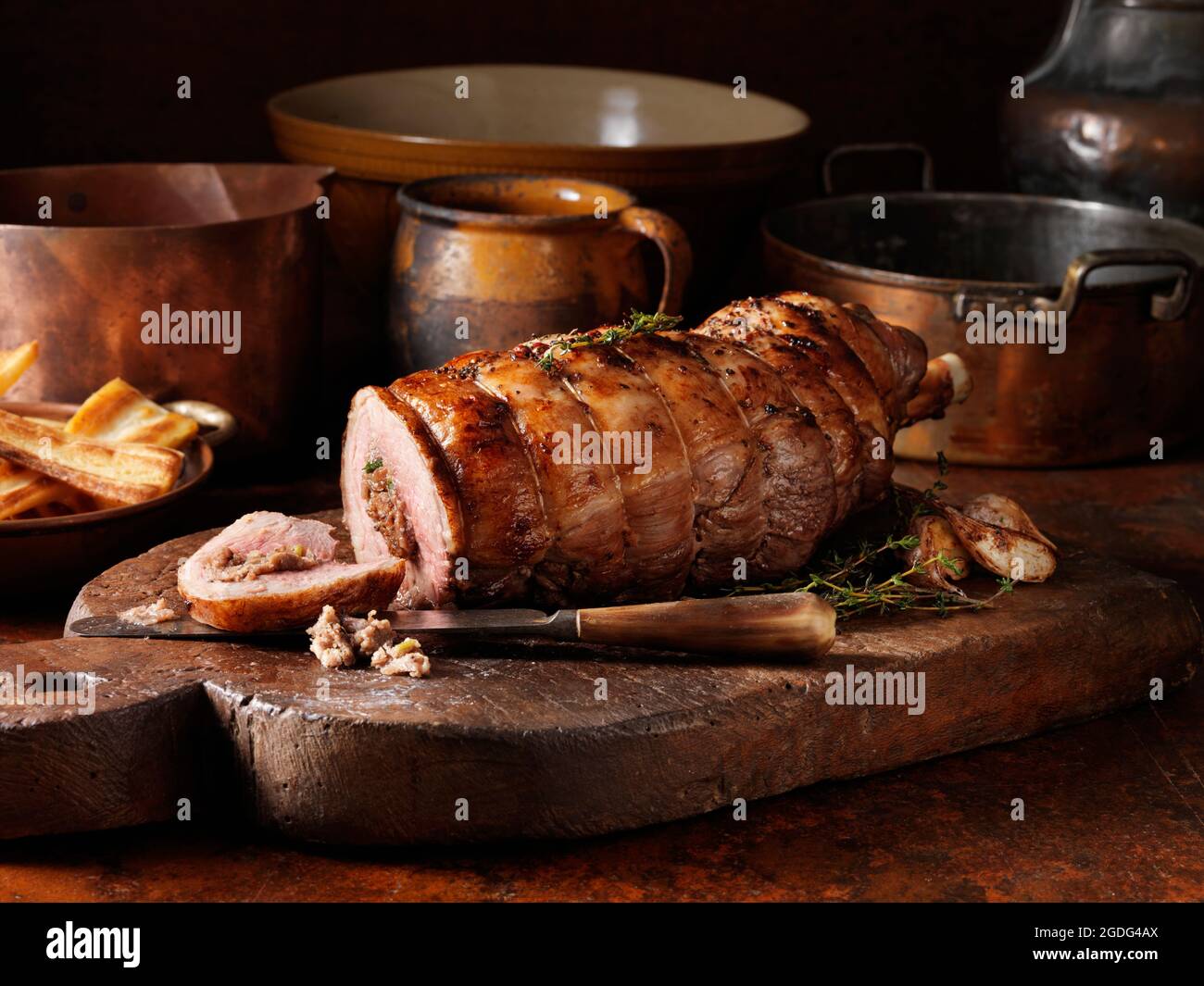 Christmas leg of lamb Stock Photo - Alamy
