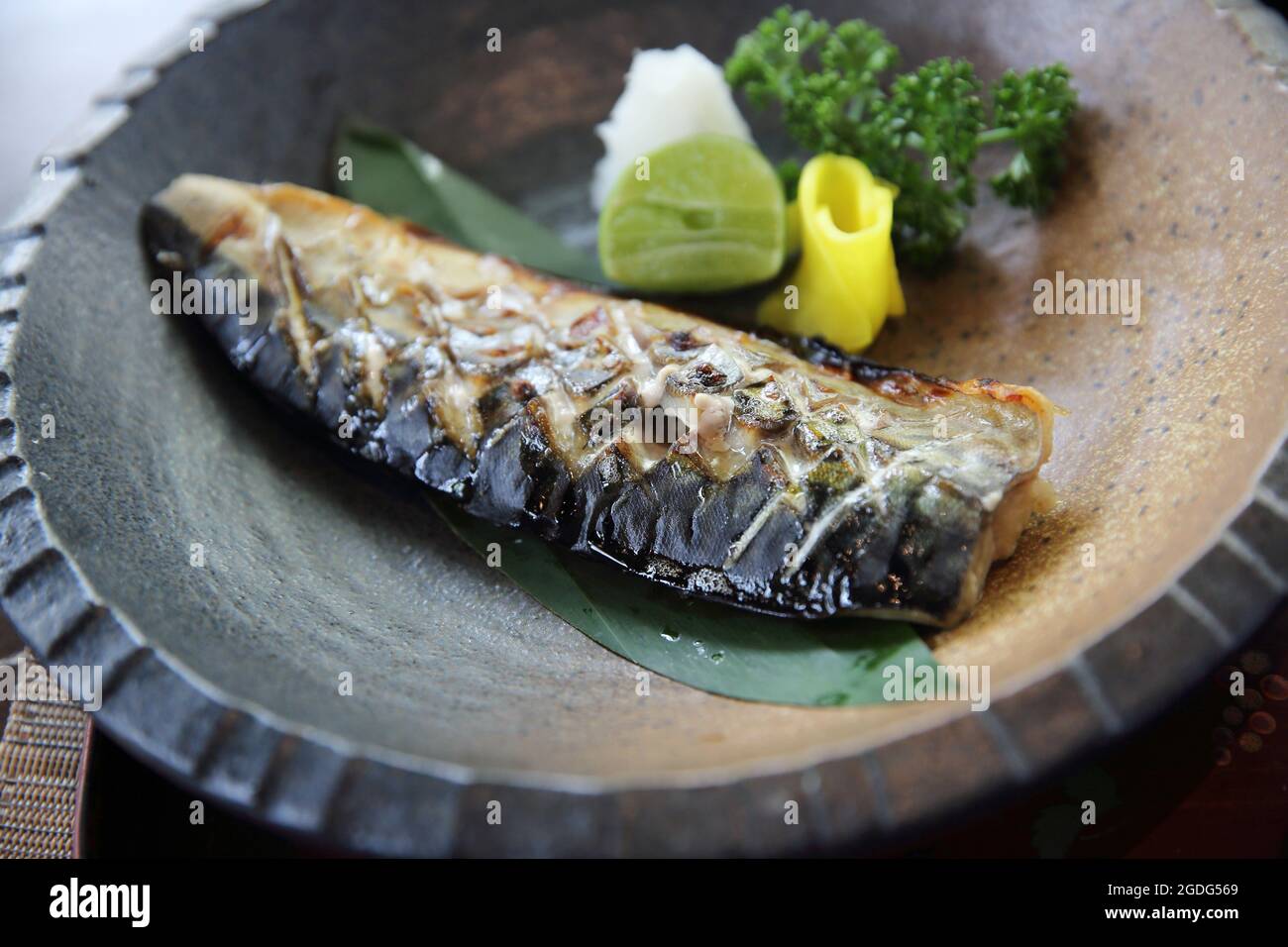 mackerel with rice Japanese style food Stock Photo Alamy