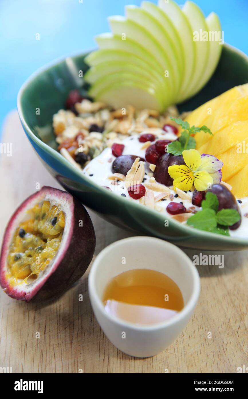 cereal and yogurt with fruits Stock Photo Alamy