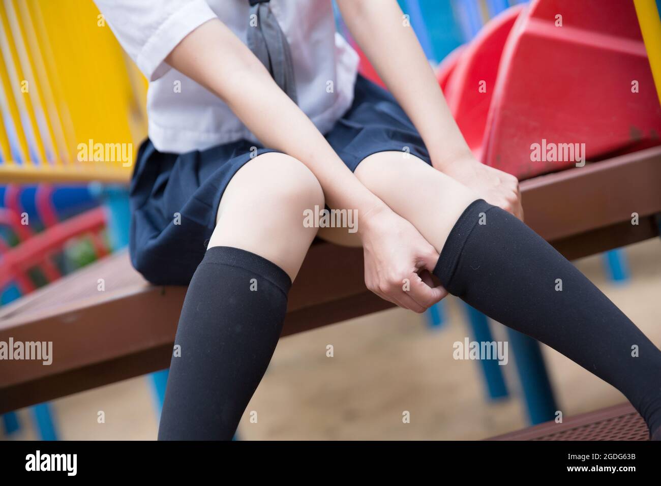 asian japanese girl student in school uniform Stock Photo