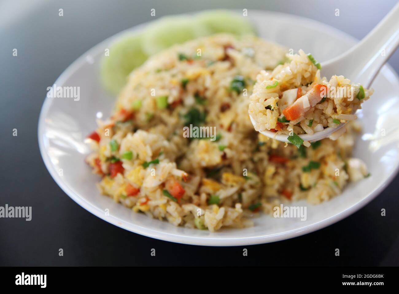 Chinese fried rice with pork Stock Photo - Alamy