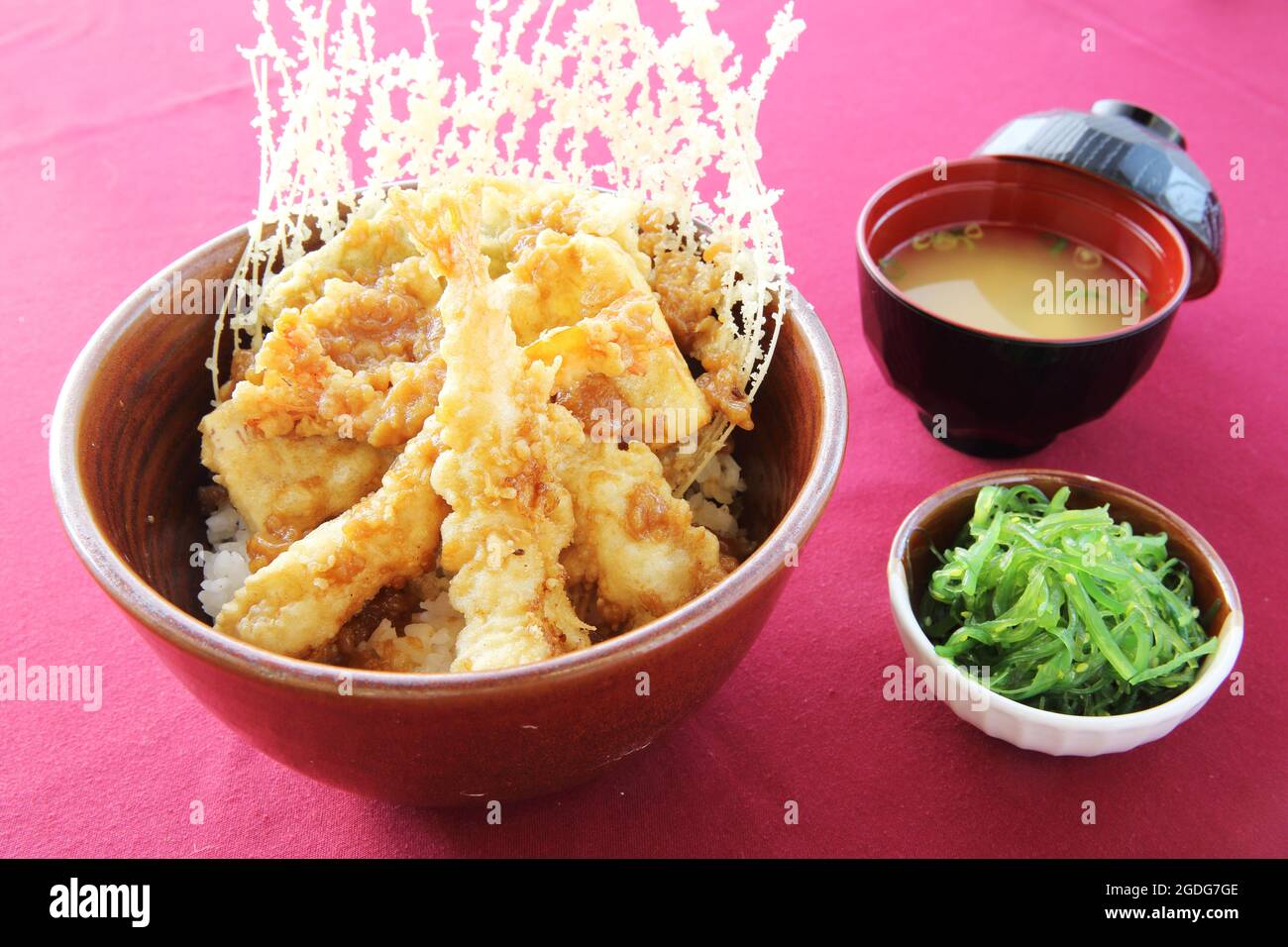 Rice with Tempura Fried shrimp Japanese style Stock Photo Alamy