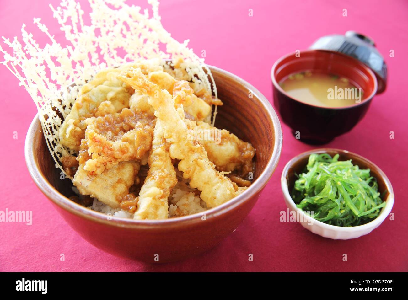 Rice with Tempura Fried shrimp Japanese style Stock Photo Alamy