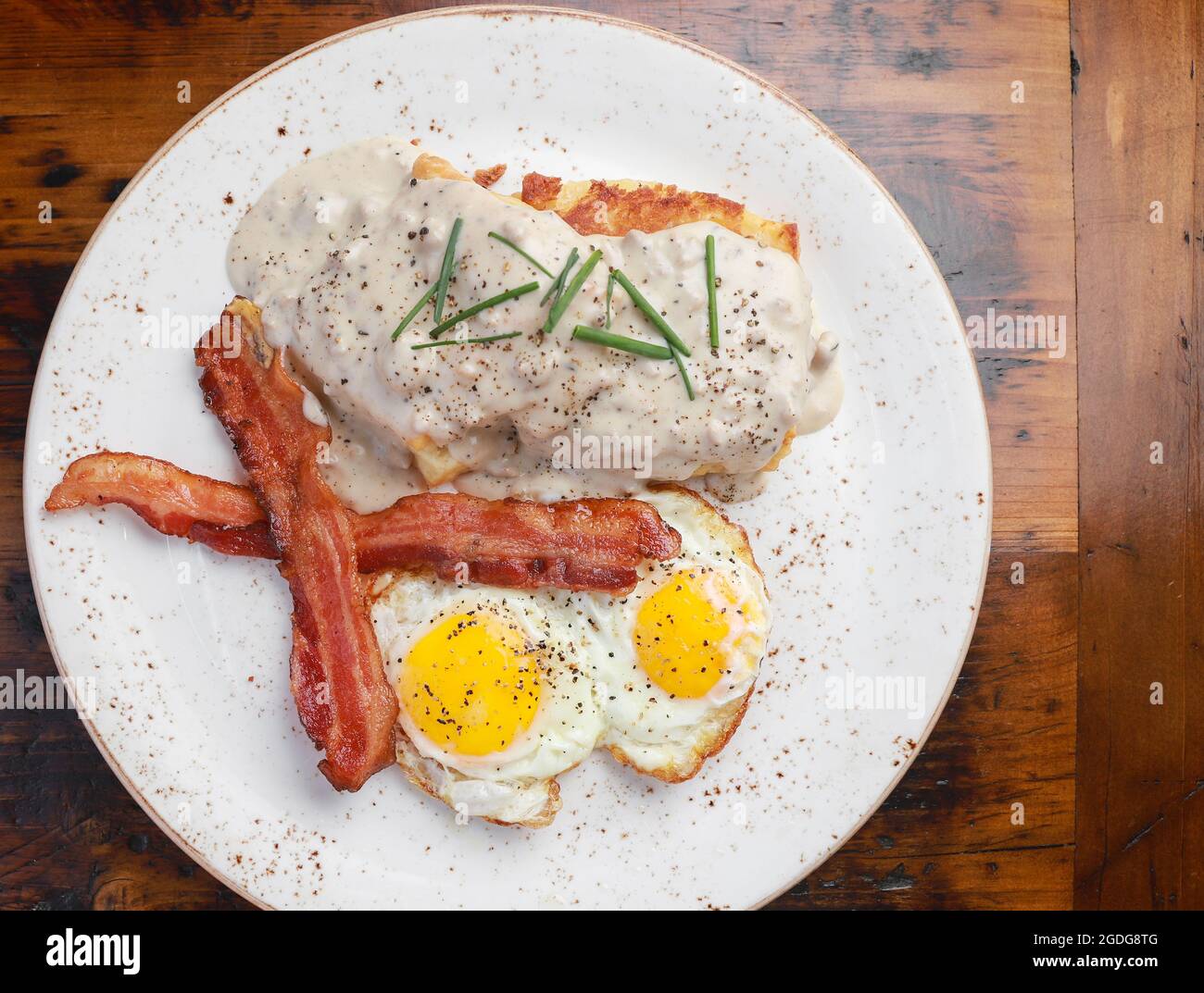 Breakfast Plate with Sunny Side Up Eggs and Bacon Stock Photo Alamy