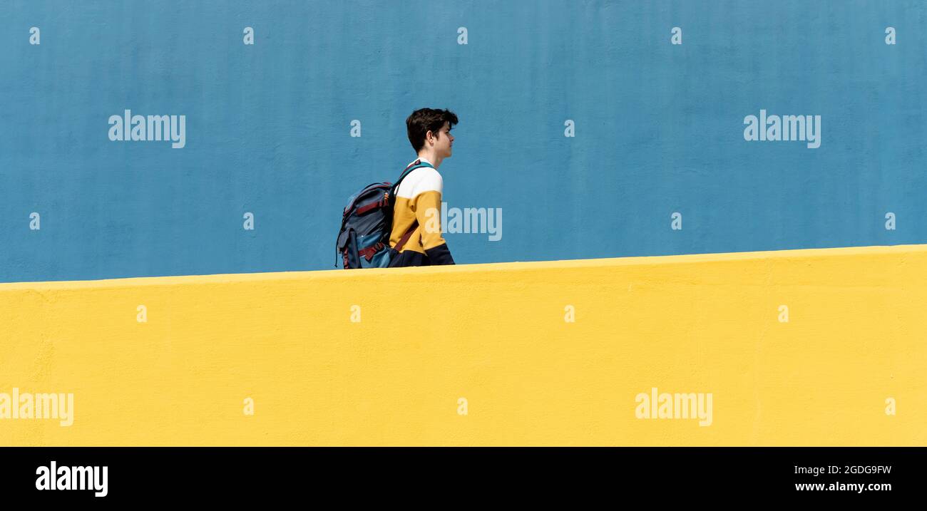 Teenage male back backpack hi-res stock photography and images - Alamy