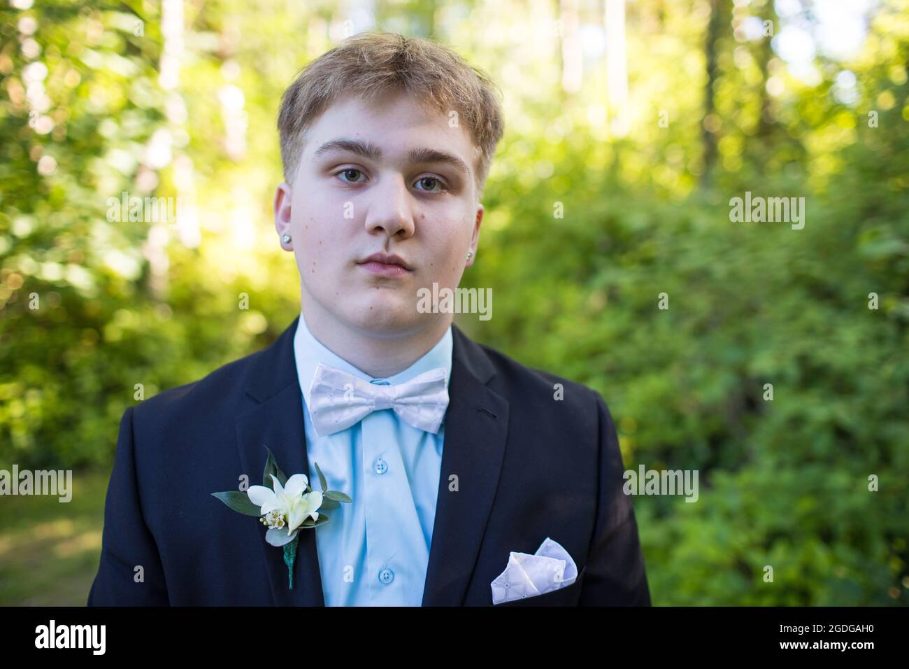Portrait of young man with expressionless, mundane face Stock Photo