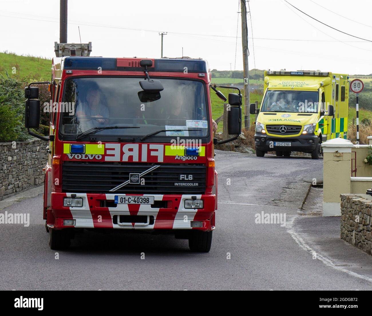 Volvo FL6 Intercooler Fire Engine with Irish Fire Service Stock Photo