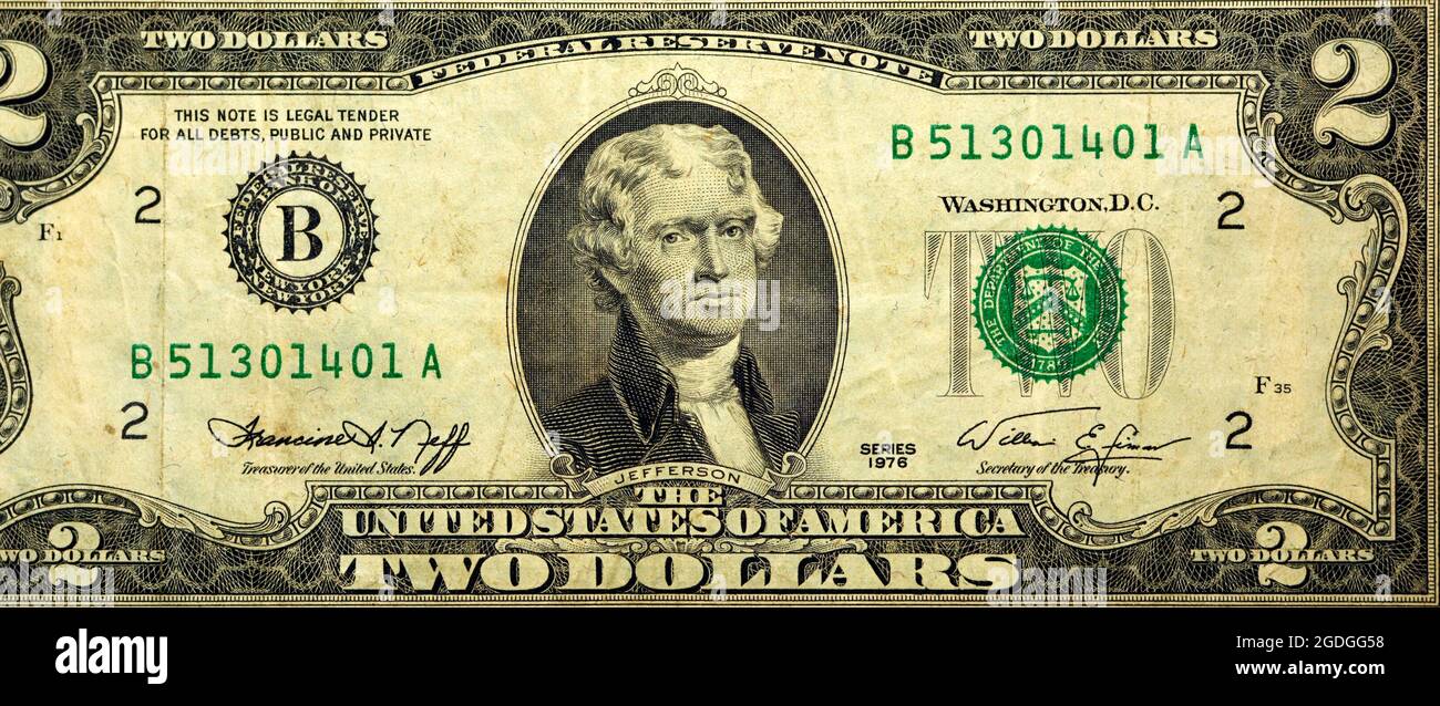 two dollar bill front and back