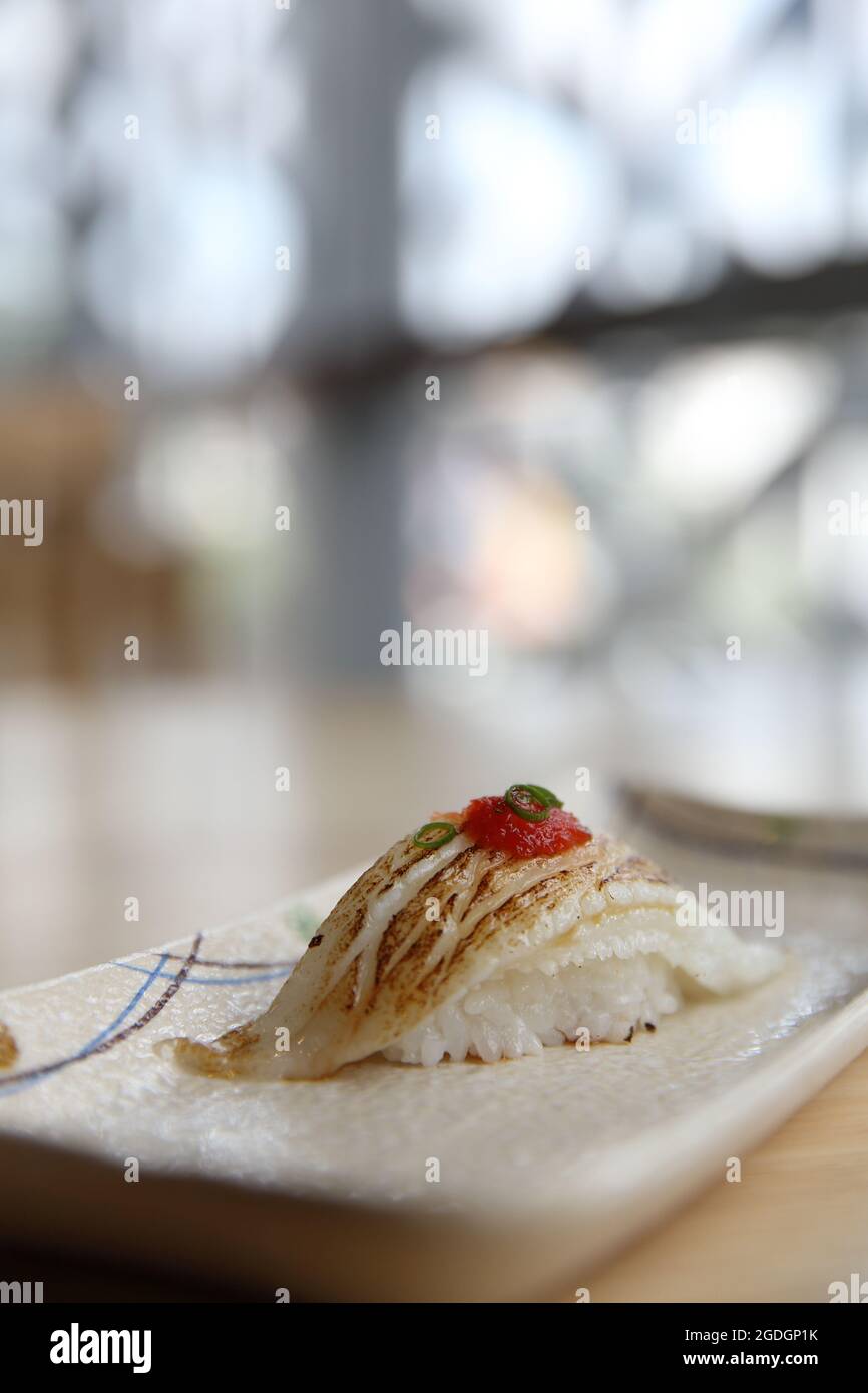 Grilled halibut sushi japanese food Stock Photo Alamy