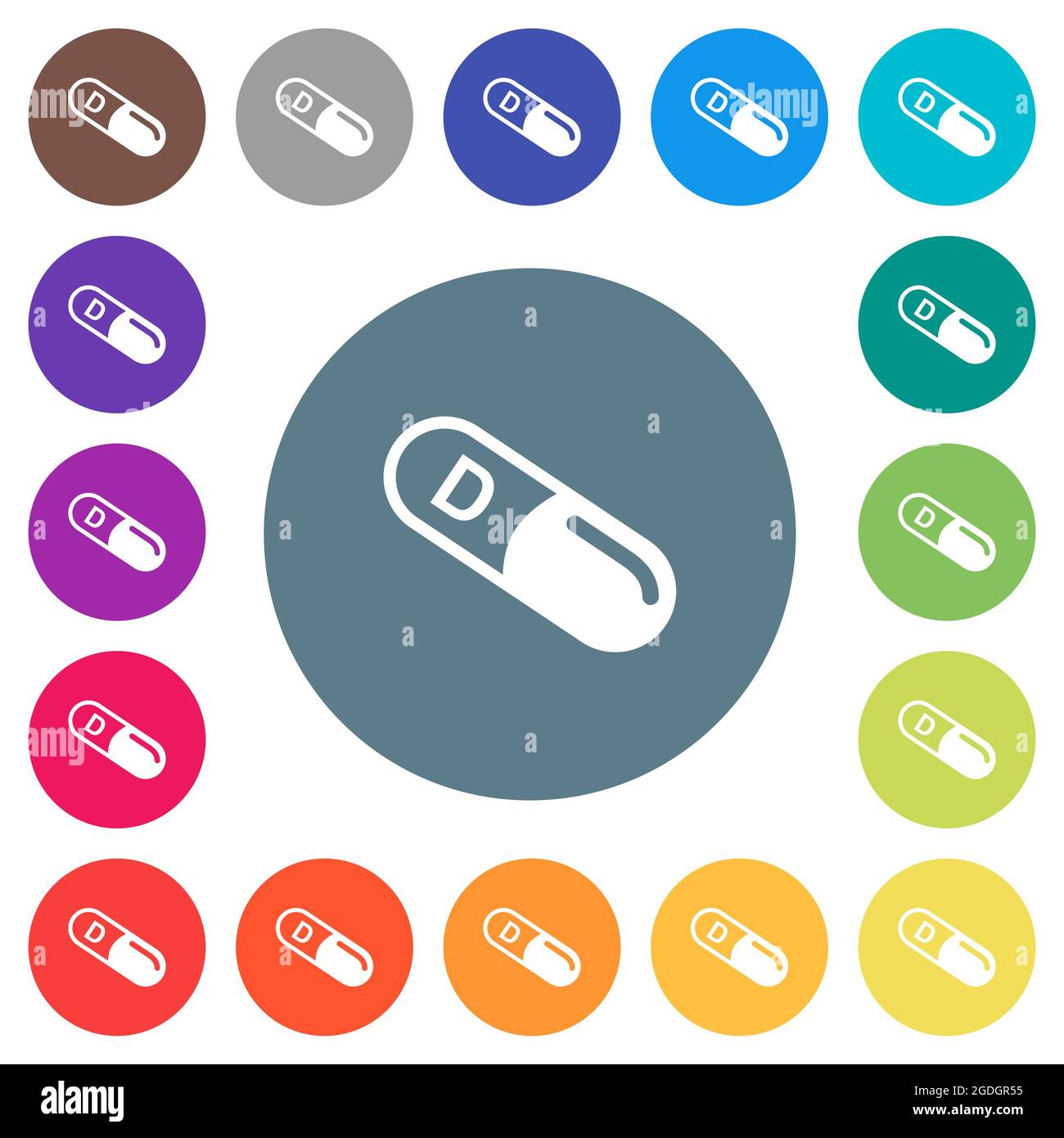 Vitamin D flat white icons on round color backgrounds. 17 background ...