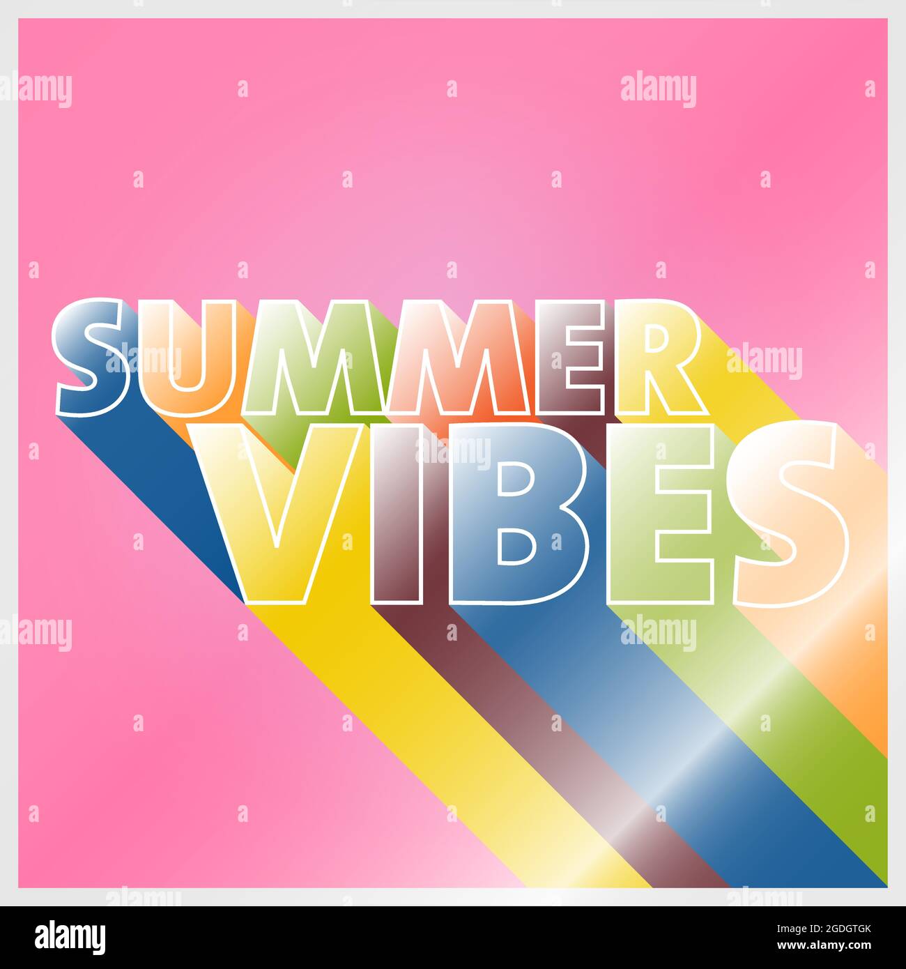 colorful SUMMER VIBES retro sign or sticker, vector illustration Stock Vector