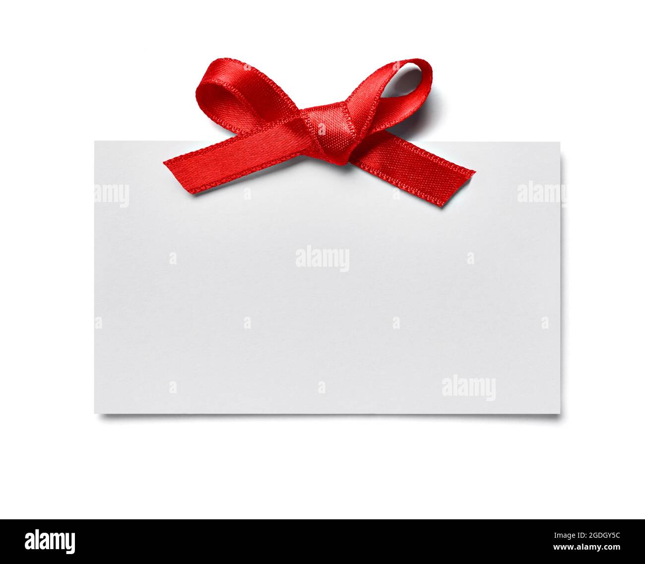 note greeting card red ribbon Stock Photo