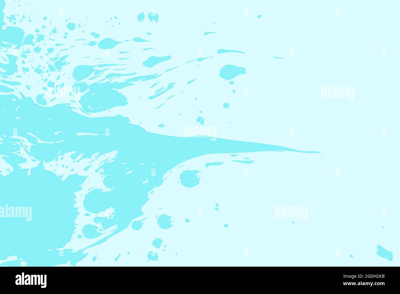 Abstract vector grunge azure illustration. Blue spreading splashes of paint background. Dripping stain, drops, spots, liquid ink. Handcrafted water te Stock Vector