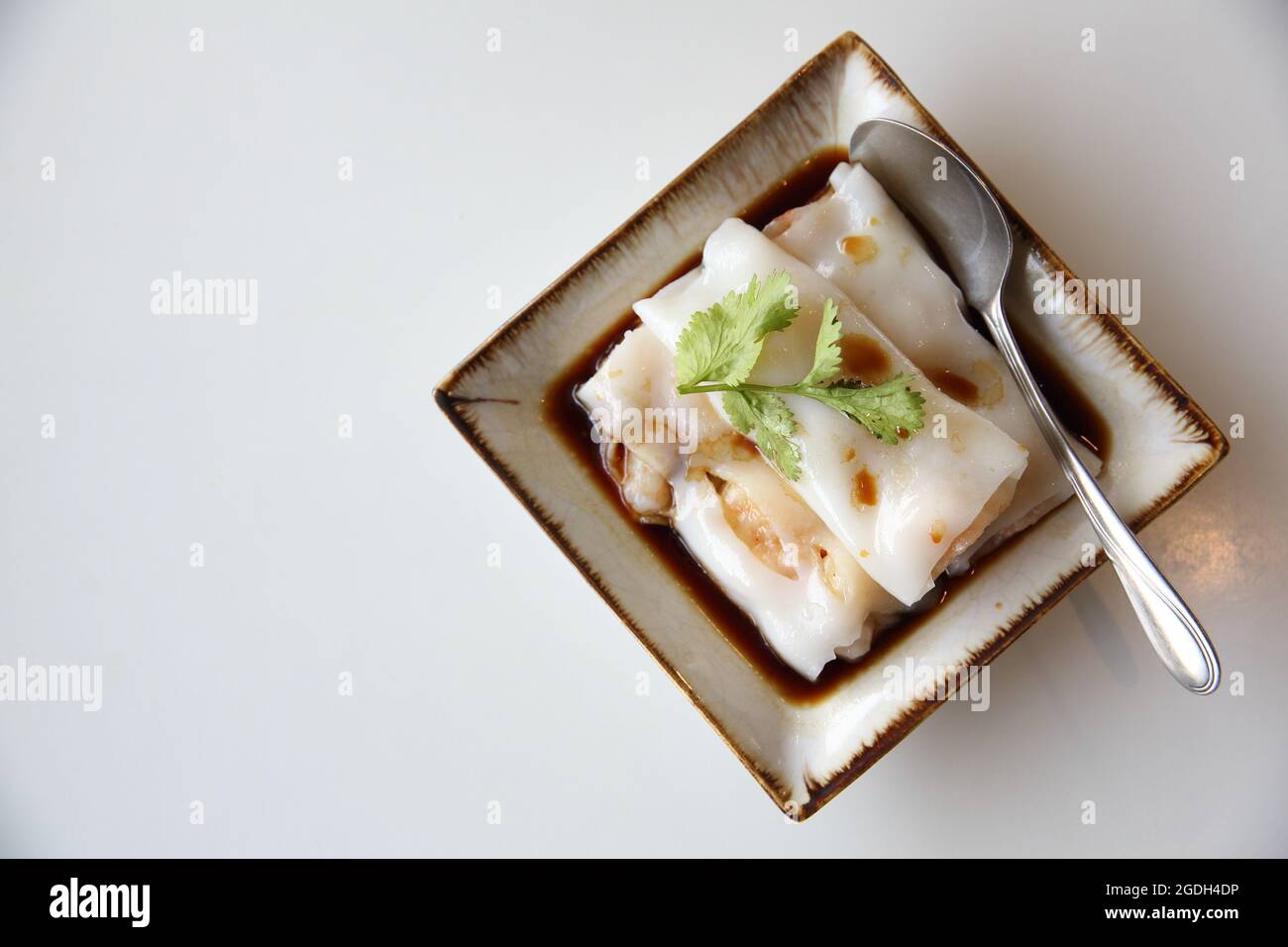 Chinese shrimp spring rolls isolated in white background Stock Photo