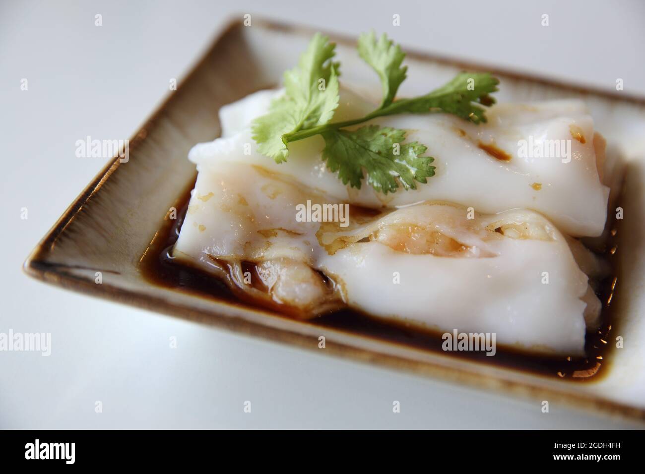 Chinese shrimp spring rolls isolated in white background Stock Photo