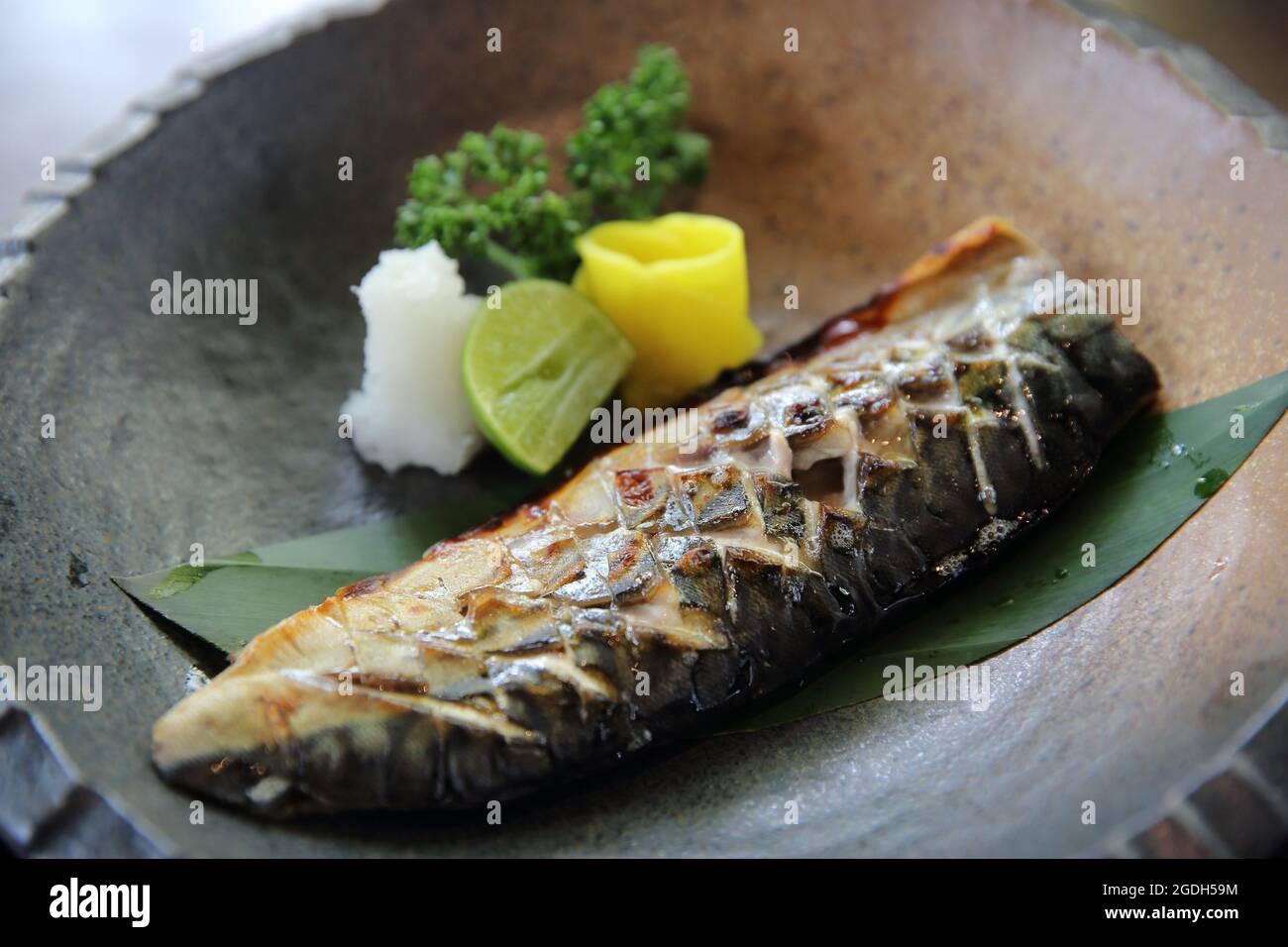 mackerel with rice Japanese style food Stock Photo Alamy