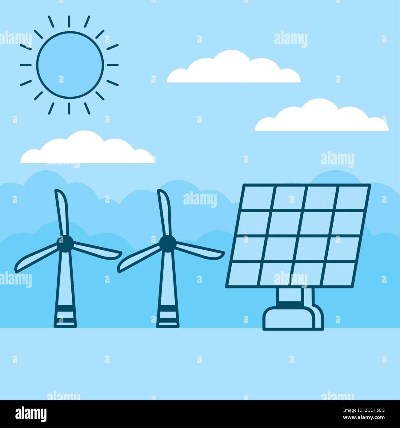 wind turbines and solar panel illustration Stock Vector Image & Art - Alamy