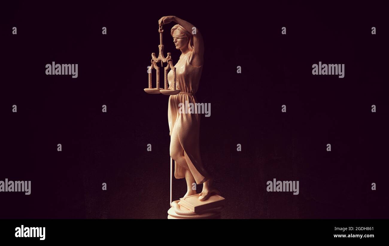 Lady Justice Statue Judicial System Marble Woman Guardian Art Sculpture 3d illustration render Stock Photo