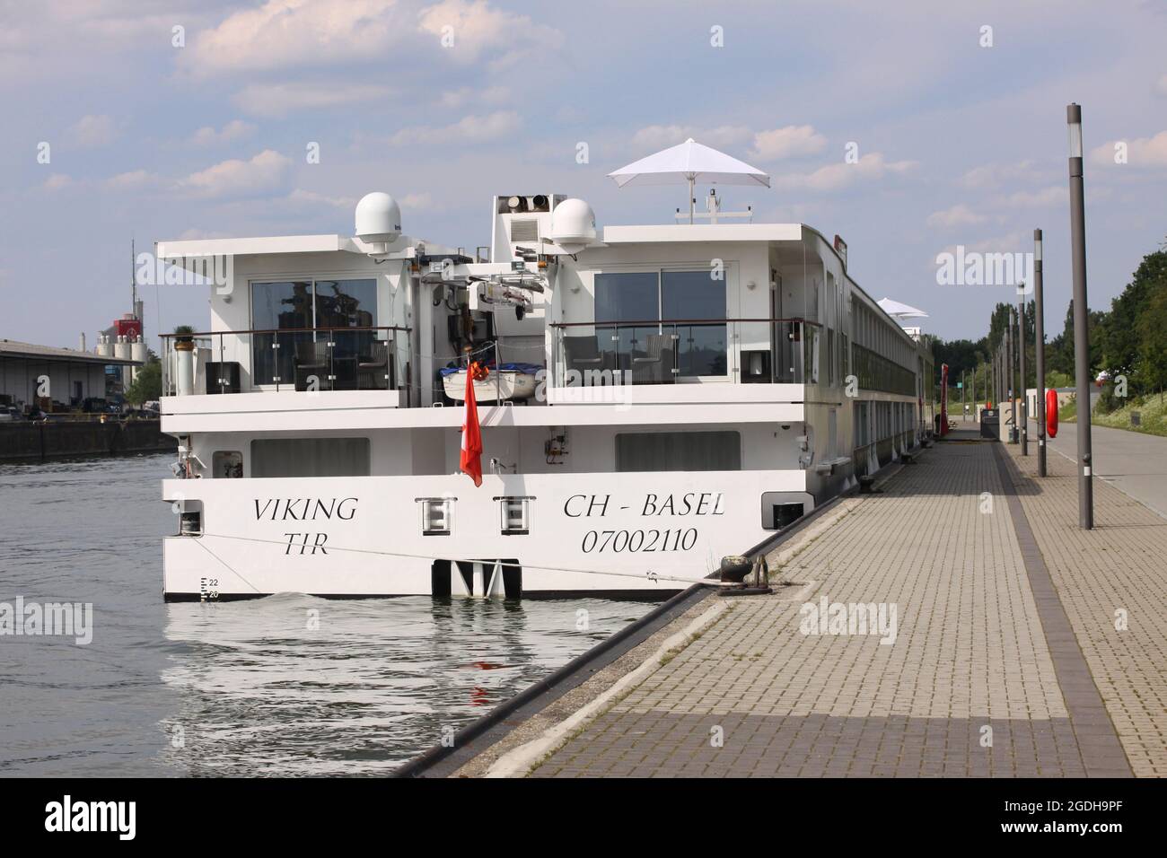 river cruise ship Viking Tir on port in Nuremberg, Bavaria, Germany Stock Photo