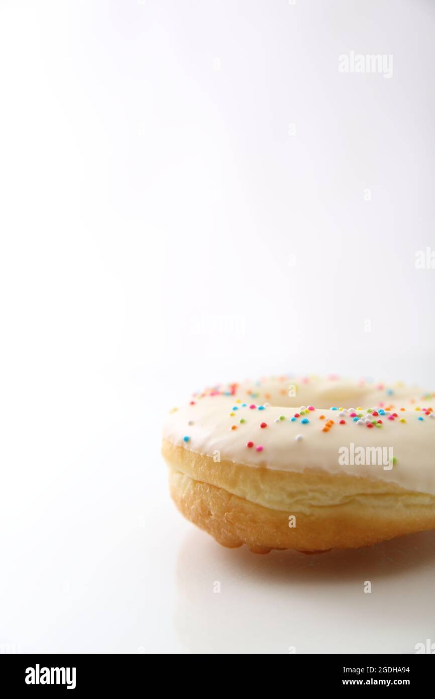 White chocolate donut isolated in white background Stock Photo Alamy
