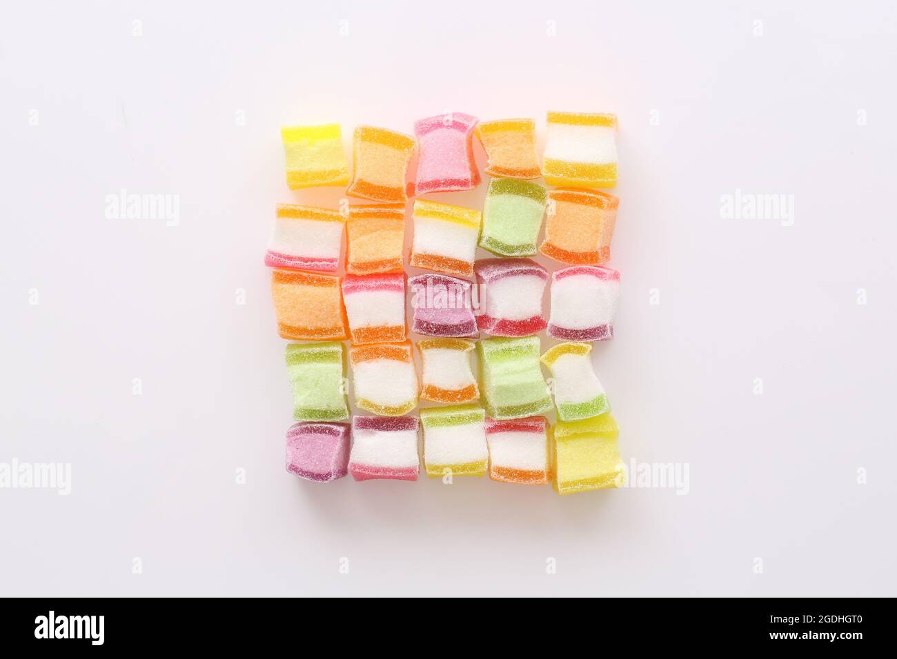 Colorful cube jelly candy isolated in white background Stock Photo - Alamy