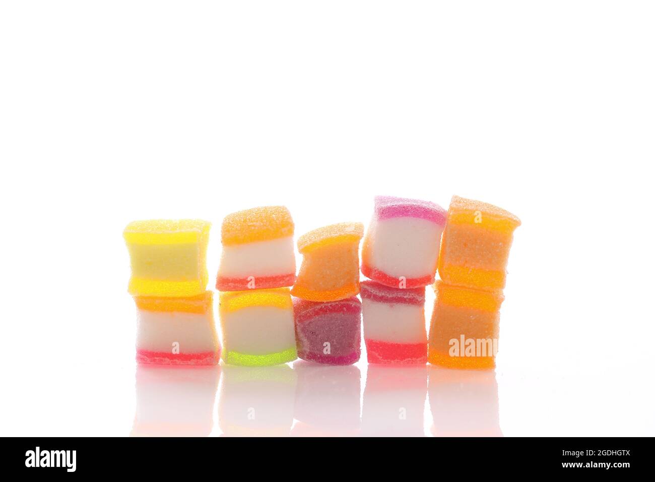 Colorful cube jelly candy isolated in white background Stock Photo - Alamy