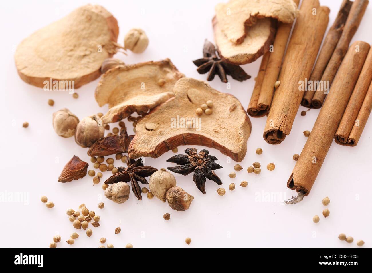Chinese herbal medicine isolated in white background Stock Photo