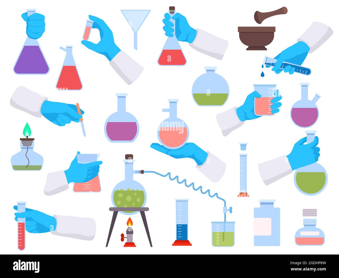 leave Mercury Gargle Chemistry laboratory test tubes and science tools for experiment. Chemist  or doctor hands in gloves hold lab beakers and flasks vector set Stock  Vector Image & Art - Alamy