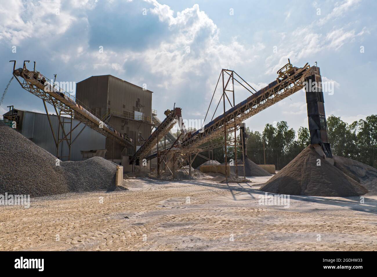 conveyor belt at gravel mine in Thailand Stock Photo Alamy