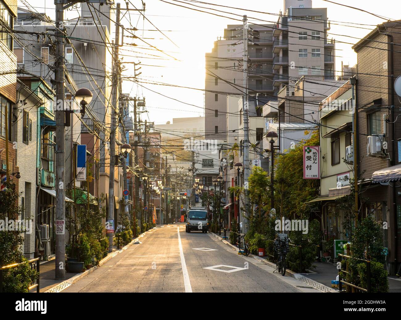 empty street in residential area of Tokyo Stock Photo