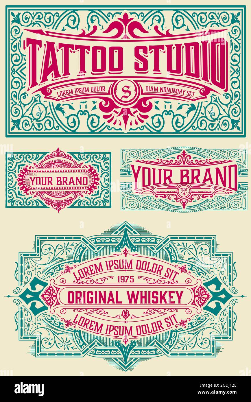 Set of 4 vintage labels for packing Stock Vector Image & Art - Alamy