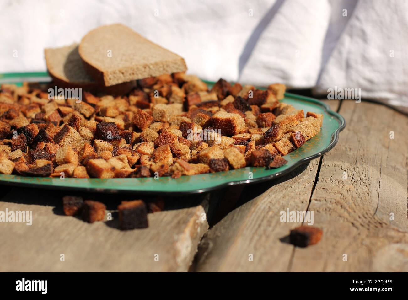 Rusks made of bread. Black bread. Background Stock Photo - Alamy