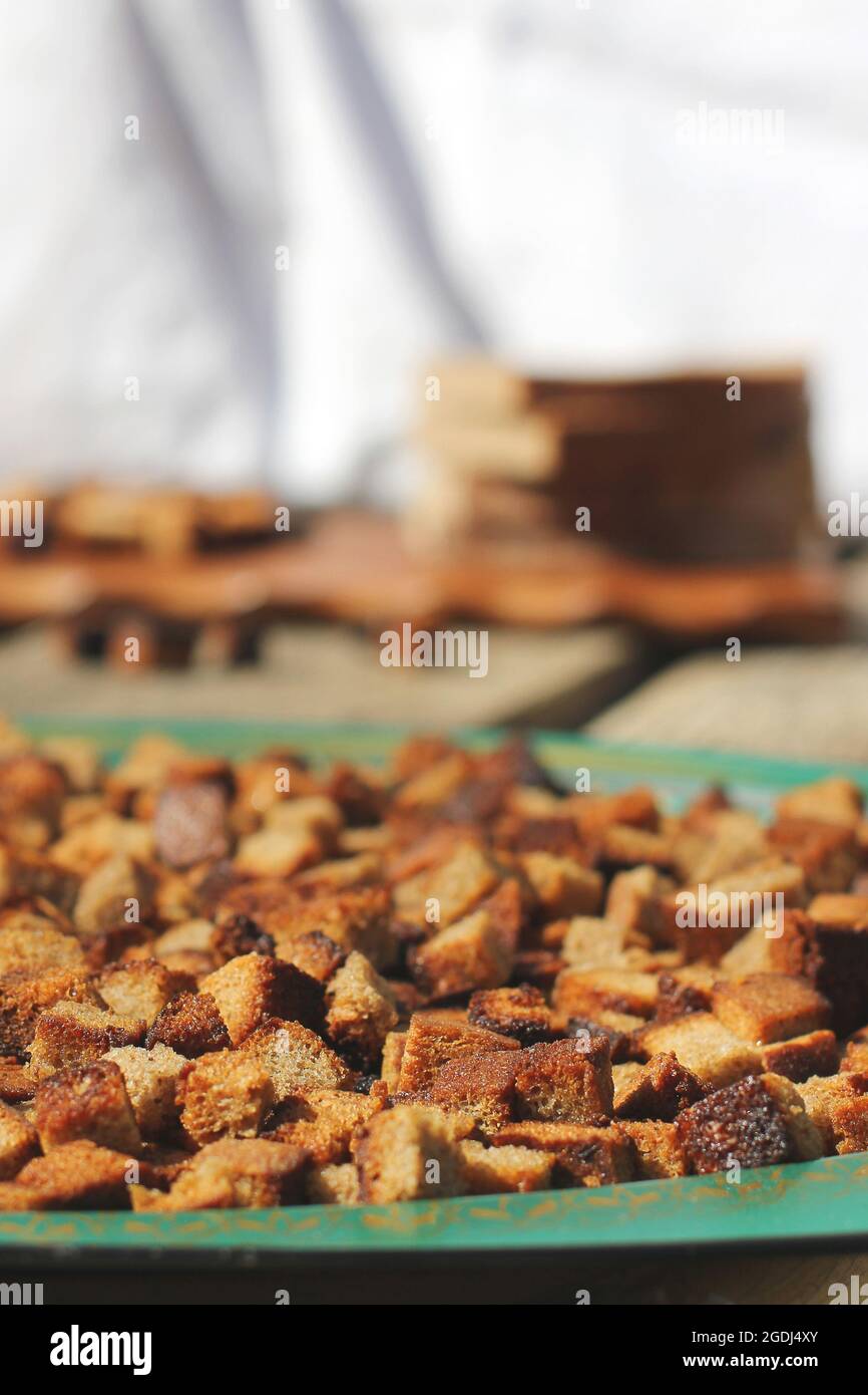 Rusks made of bread. Black bread. Background Stock Photo - Alamy