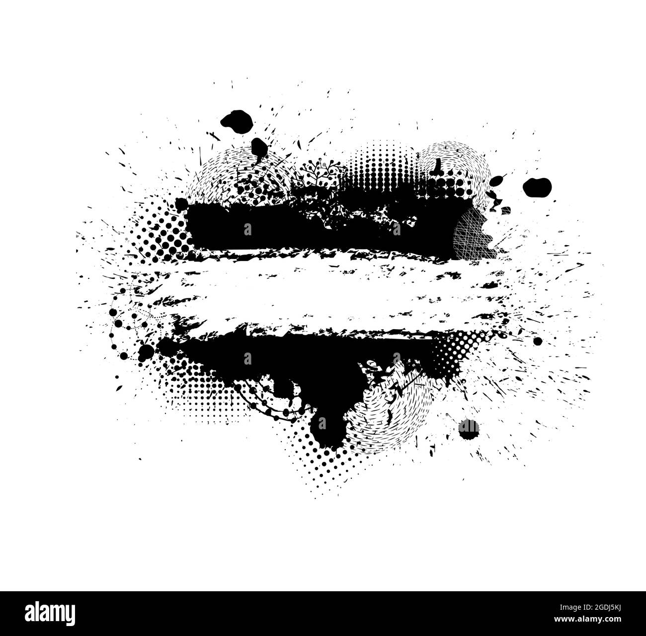 Set of Grunge Design Elements. Black blots frame . Brush Strokes ...