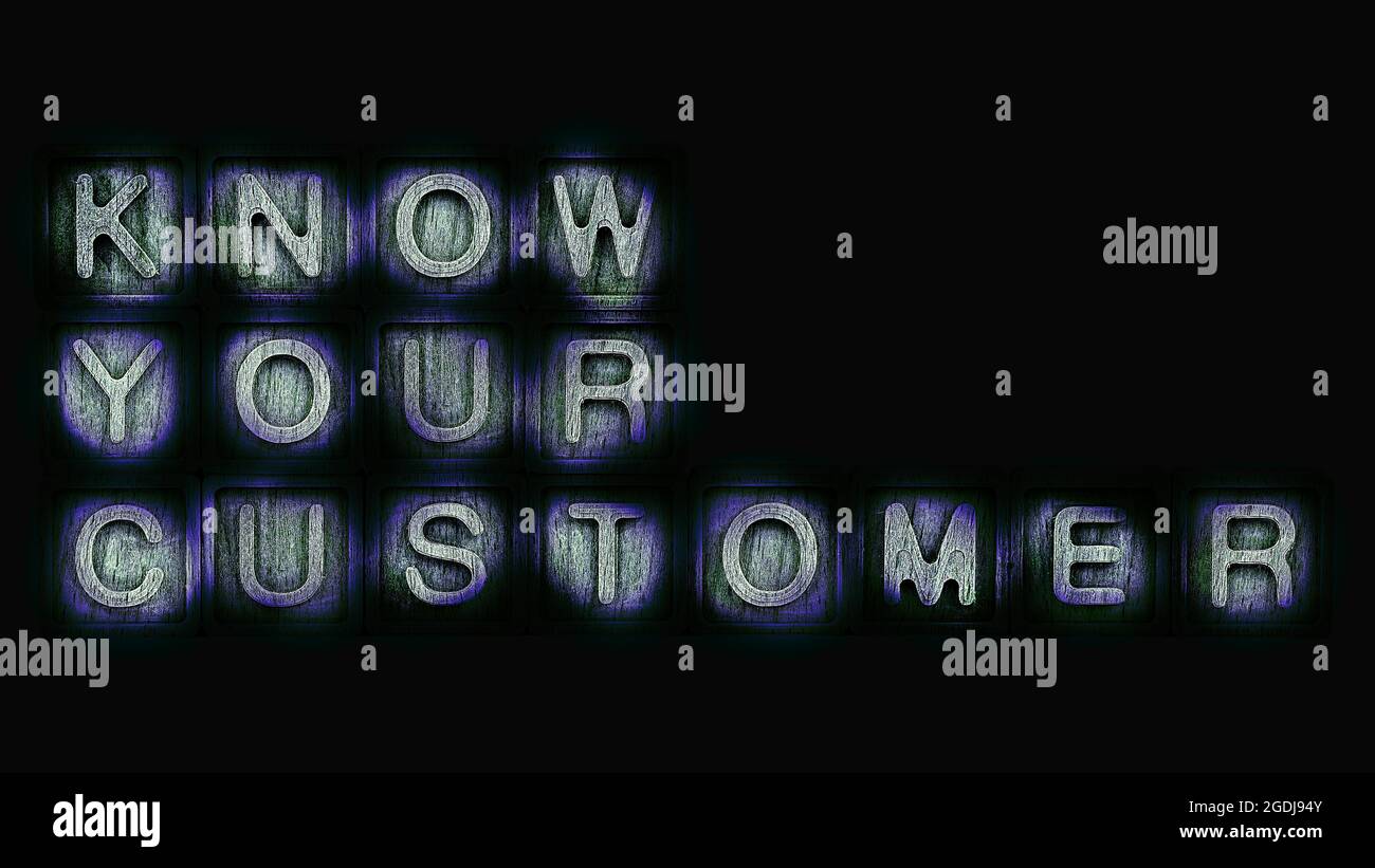 know your customer (KYC) guidelines in financial services theme. wooden ...