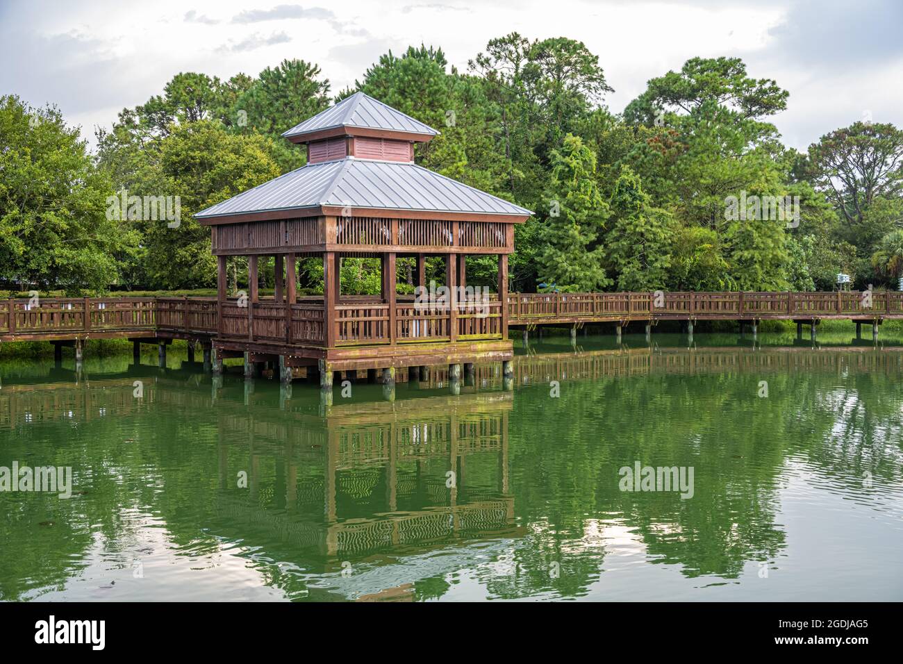 Rookery Pavilion and boardwalk at Bird Island Park along Highway A1A in Ponte Vedra Beach, Florida. (USA) Stock Photo