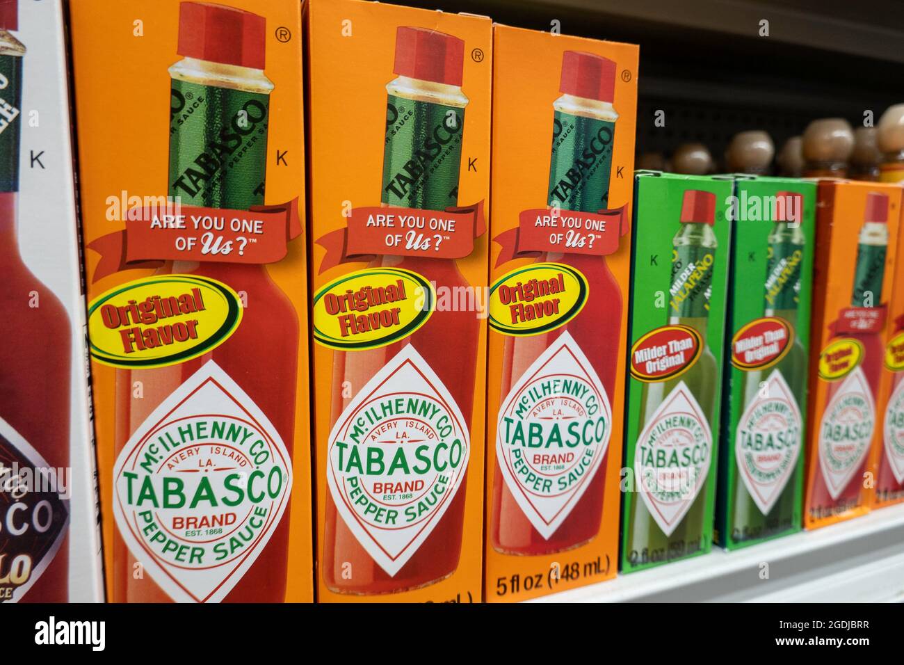 Tabasco Hot Sauce Display Grocery Store, NYC, USA Stock Photo Alamy