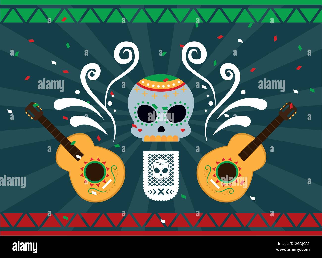 mexican skull and guitars icons Stock Vector Image & Art - Alamy