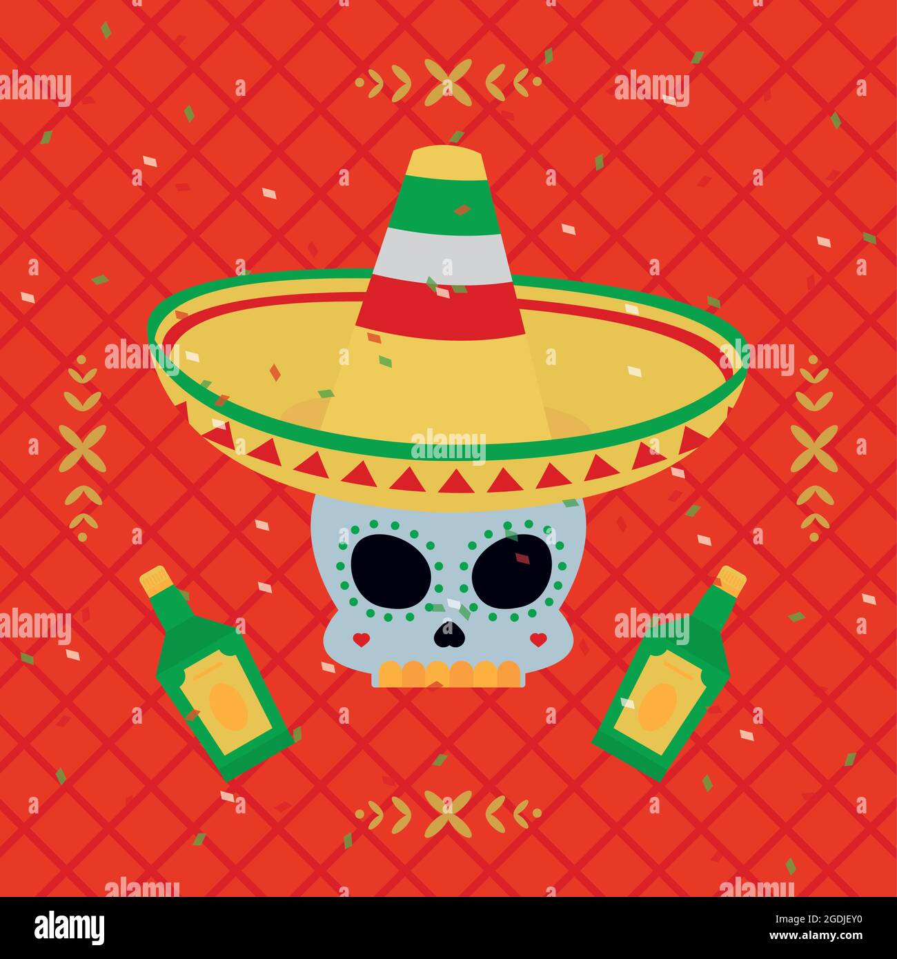 mexican skull wearing hat celebration Stock Vector Image &amp; Art - Alamy
