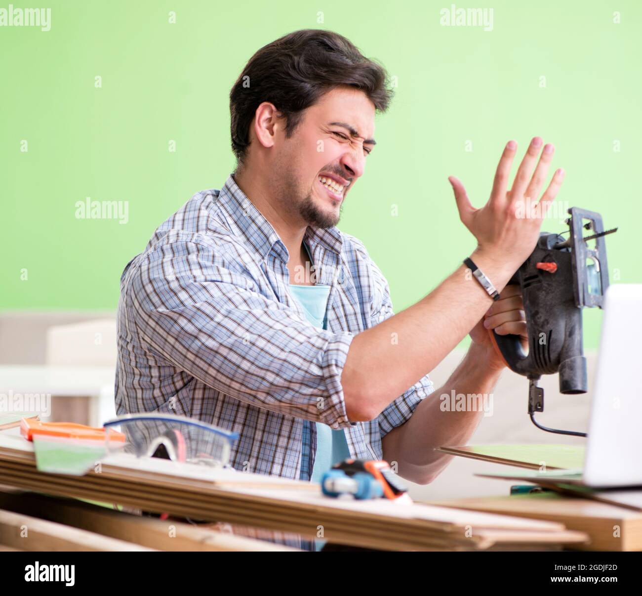 The woodworker working in his workshop Stock Photo - Alamy