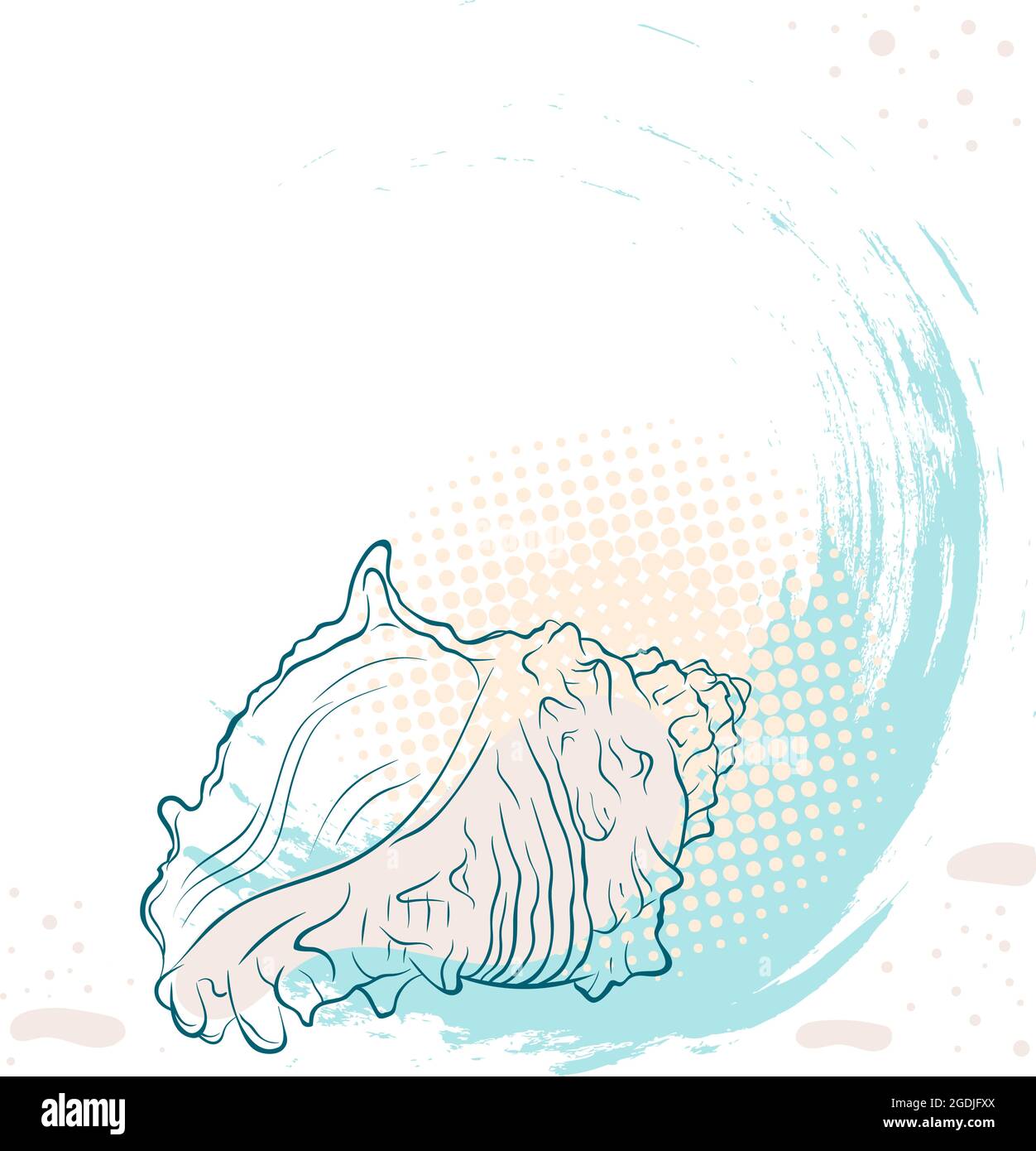 Spiral spiked seashell on grunge spotted background Stock Vector Image ...