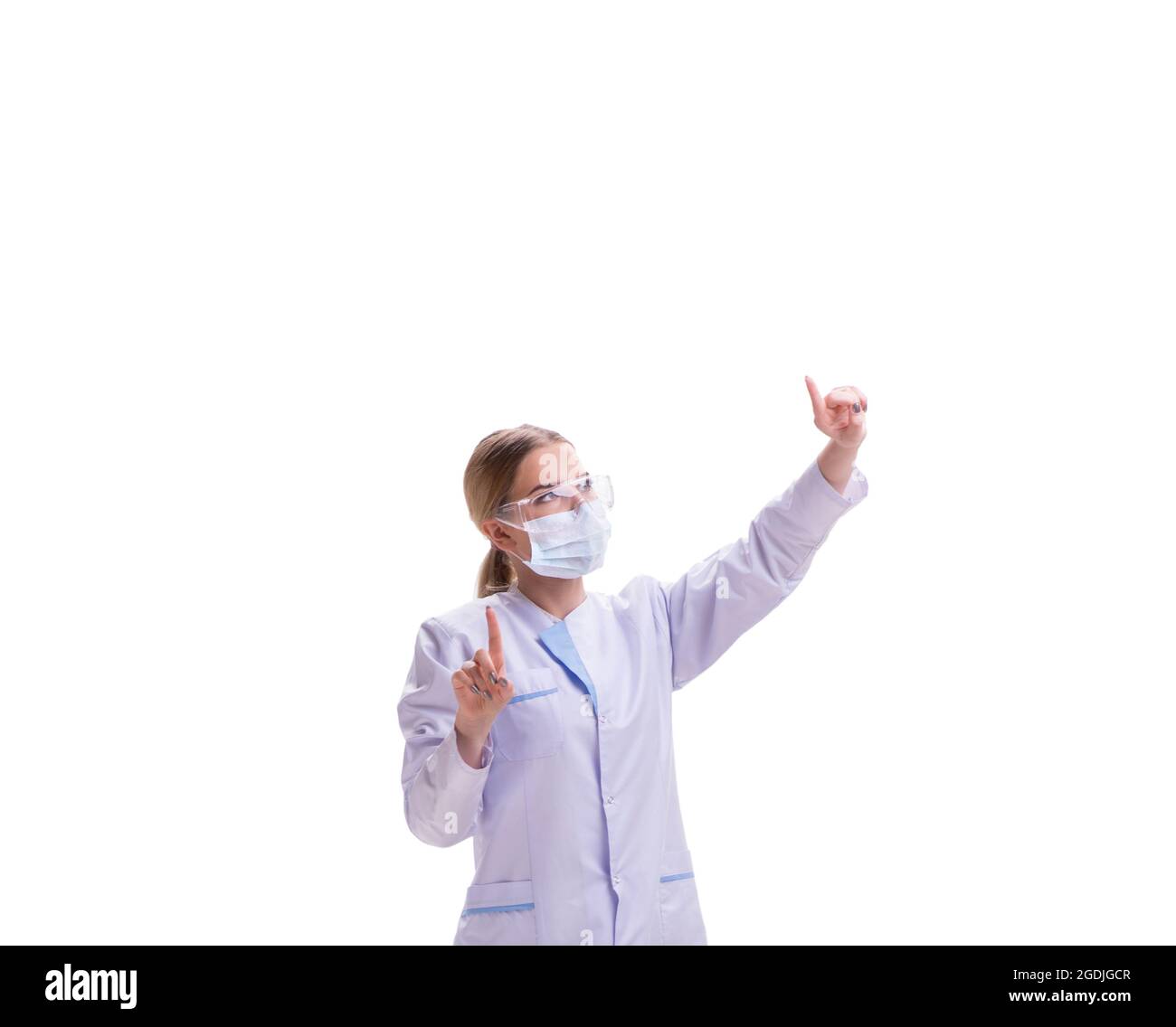 The young woman doctor isolated on white background Stock Photo - Alamy