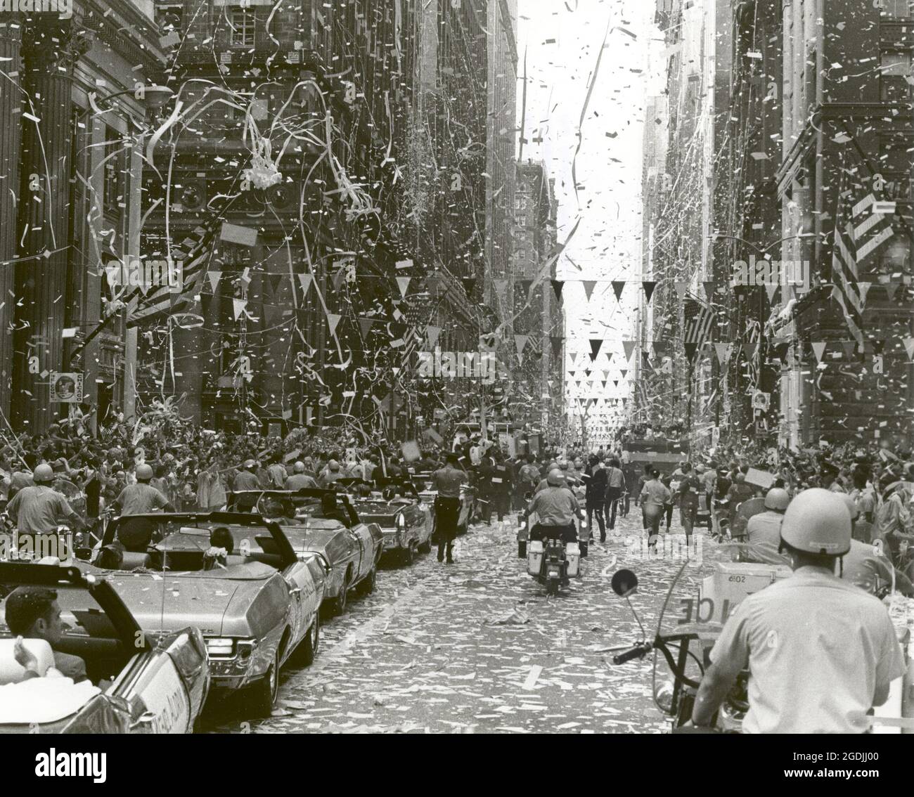 The City of Chicago welcomes the three Apollo 11 astronauts, Neil Armstrong, Michael Collins, and Buzz Aldrin with ticker tape parade Stock Photo