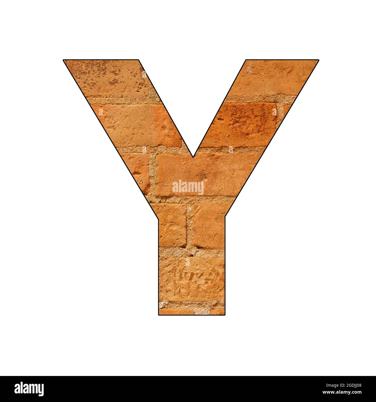 Alphabet capital letter Y - Font on brick texture Stock Photo