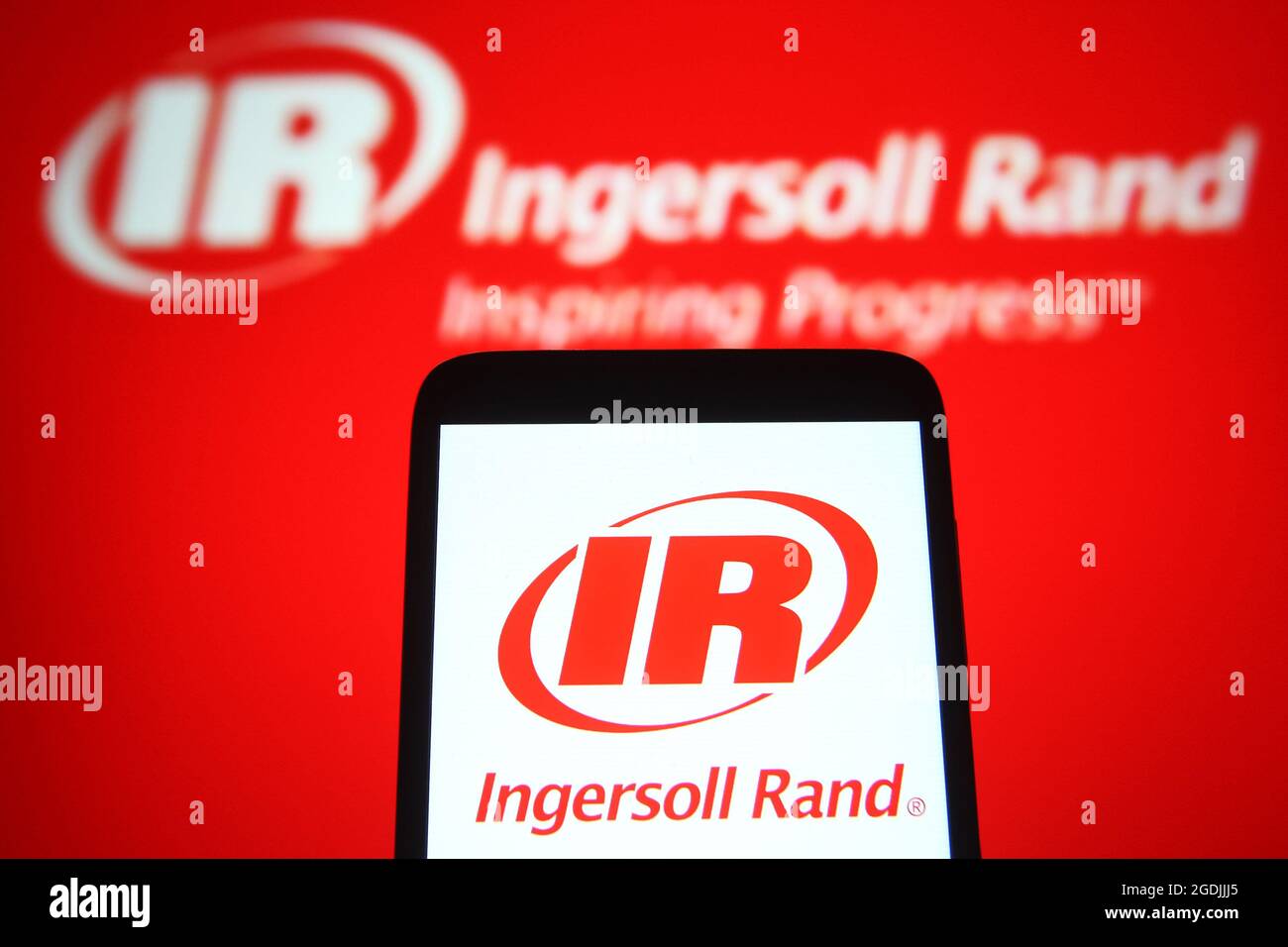 Ukraine. 13th Aug, 2021. In this photo illustration an Ingersoll Rand ...