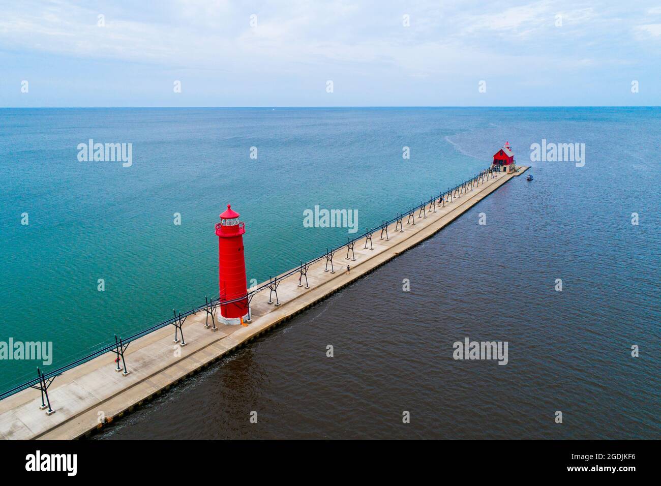 Grand Haven Michigan Lighthouse on Lake Michigan and Grand Haven State