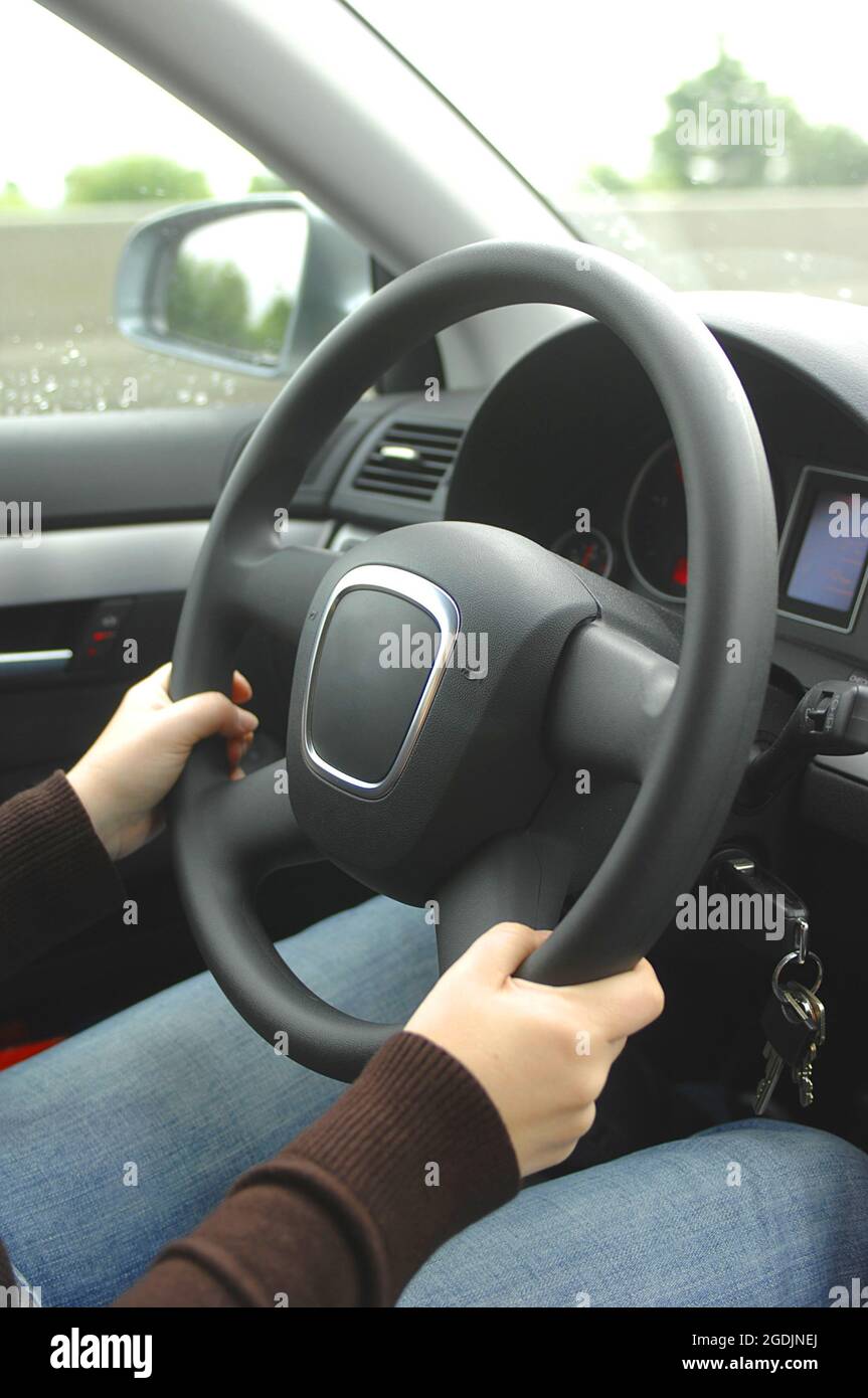 driving a car, woman at the steering wheel , Germany Stock Photo Alamy