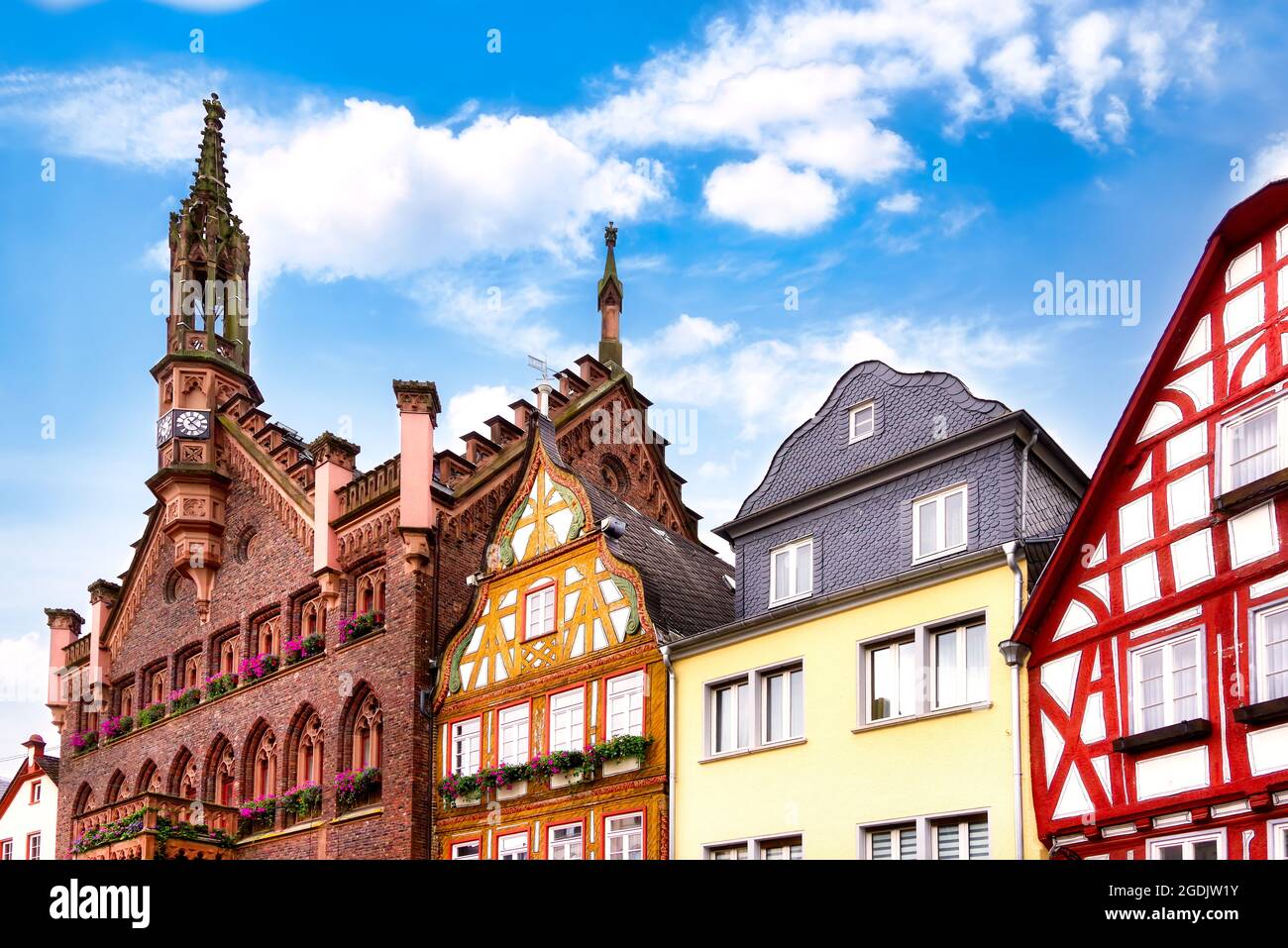 View to the old town hall and half-timbered houses in the old town of Montabaur, Germany Stock Photo
