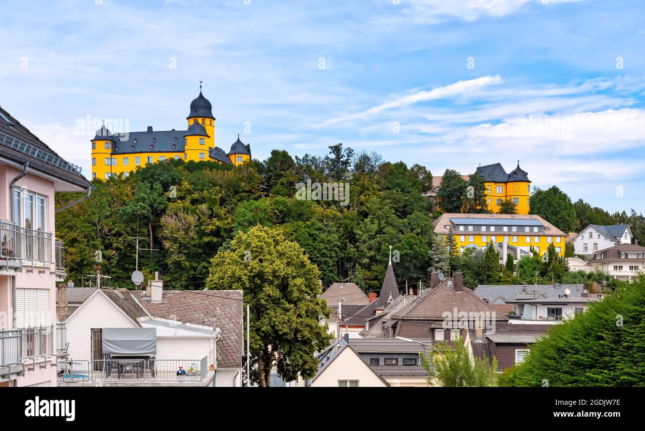 View to the castle in Montabaur, Germany. Training and conference center in Montabuar, Westerwald. Stock Photo