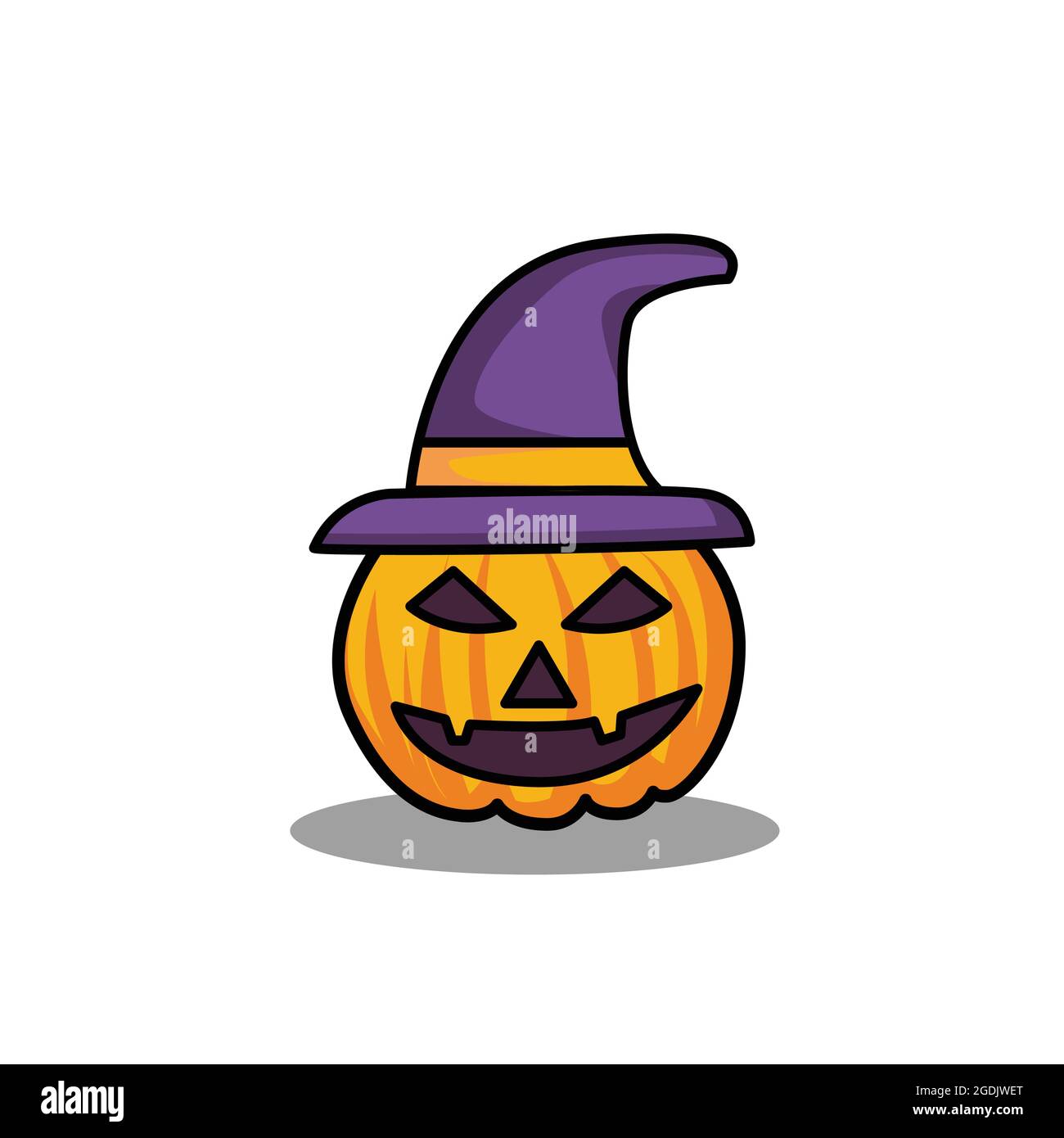 pumpkin Halloween with witch hat modern style illustration vector image ...